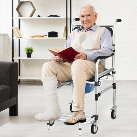 Multifunctional Rolling Commode Chair with Folding Pedals for the Elderly
