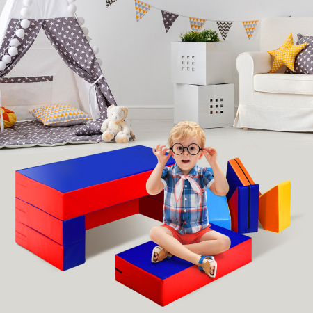 4-In-1 Multi-functional Combination Sofa Set with Durable PU Surface for Kids