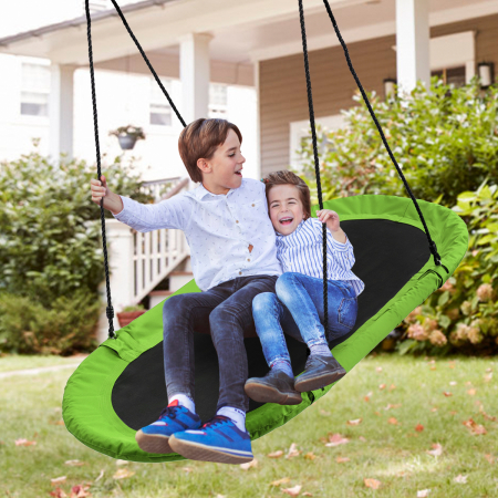 Flying Oval Tree Swing Set with Adjustable Hanging Ropes for Outdoor Use