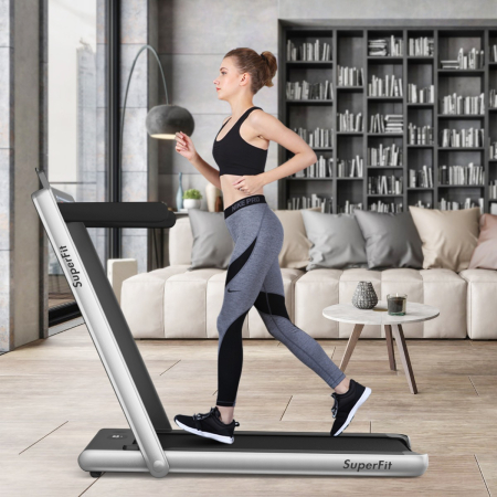 2 in 1 Folding Treadmill with Dual LED Display for Home & Office
