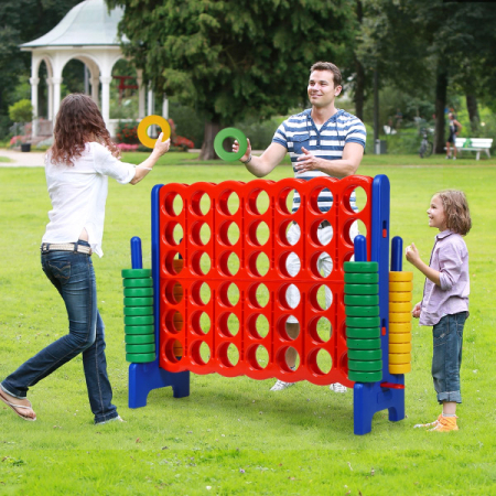 Giant Connect 4 in A Row with 42 Jumbo Rings for Garden & Beach