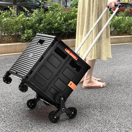 Folding Shopping Cart with 360° Swivel Front Wheel & Tri-Wheel for Multipurpose Use