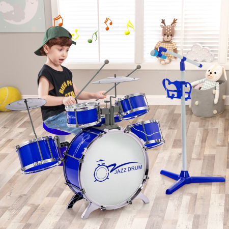 Kids Drum Keyboard Set with Stool & Microphone Stand