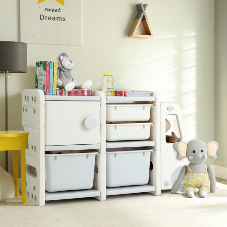 Truck-shaped Toddler Storage Cabinet with Bins & Drawers