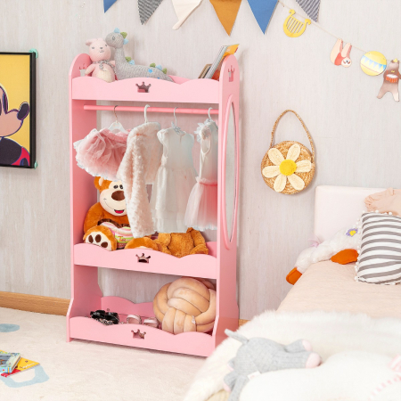 Kids Dress up Storage Wardrobe with Cute Crown Patterns for Kids Room