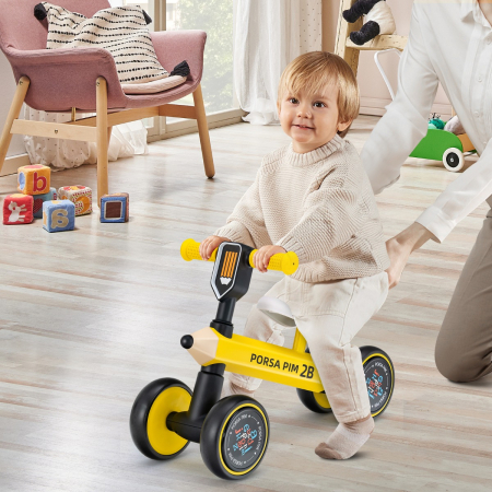 Baby Balance Bike with 4 Silent EVA Wheels for 10-24 Months Old