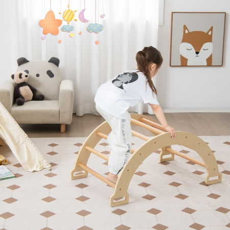 3-in-1 Double-Sided wooden Arch Rocker with Soft Cushion for Toddlers