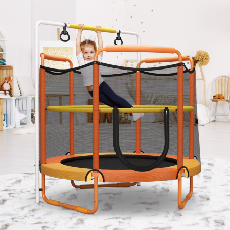 152cm Kids 3-in-1 Game Trampoline Seamless with Enclosure Net