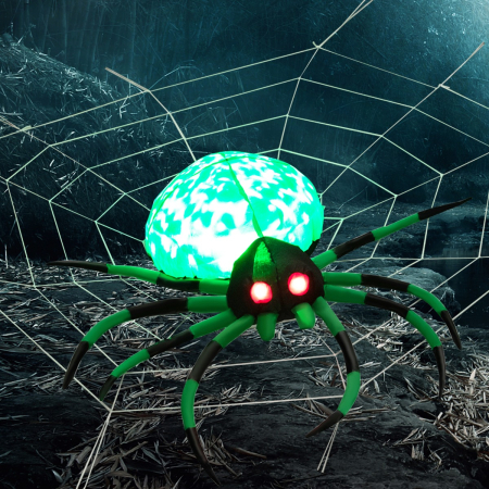 Halloween Inflatable Spider with Cobweb for Yard & Party & Garden & Lawn