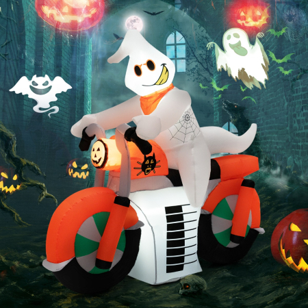 155CM Tall Halloween Inflatable Ghost Riding on Motor Bike