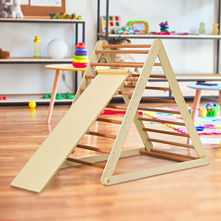 Wooden Climbing Triangle Ladder with Safety Triangular Structure