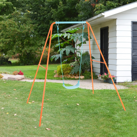 Heavy Duty Iron Swing Set with Stable A-Frame for Outdoor Play