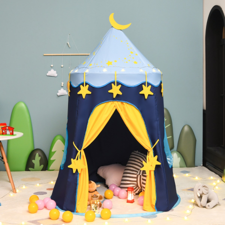 Kids Foldable Pop Up Play Tent with Star Lights & Carry Bag 