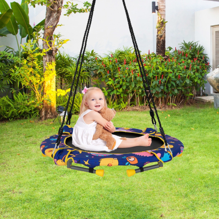 Convertible Swing and Trampoline Set with Upholstered Handrail for Kids