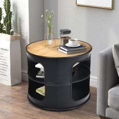 Costway 3-tier Round Coffee Table with 2 Storage Shelves