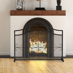 Costway Single Panel Fireplace Screen with Metal Mesh for Baby or Pet Safe
