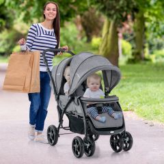 Costway Folding Double Baby Stroller with Tandem Seating & Canopy for Toddlers