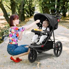 Costway Jogging Baby Stroller with Canopy and Backrest for Babier