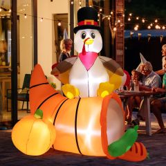 Costway 180 CM Thanksgiving Inflatable Turkey on Cornucopia for Family
