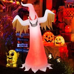 Costway 180 CM Halloween Inflatable Fire Ghost with Built-in Flame LED Light