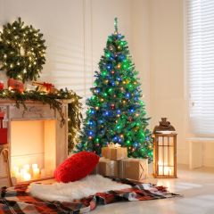 Costway 1.8M Pre-lit Hinged Christmas Tree with Memory Function & LED Lights