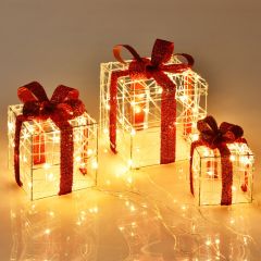 COSTWAY Christmas lighted gift boxes