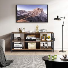 Costway TV Stand for TVs up to 65” with Storage Basket & 2 Cable Management Holes 