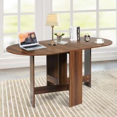 Costway Wooden Folding Dining Table with 3 Convertible Shapes