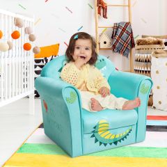 Costway Crocodile Pattern Kids Armchair with Wooden Frame for Baby Room