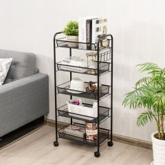 Costway Side Trolley with 5 Levels and Wheels
