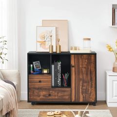 Costway Rolling Storage Cabinet with Compartments & Drawers for Home & Office