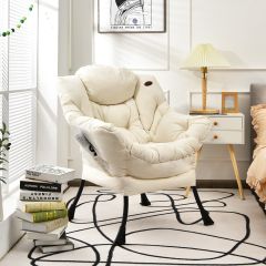 Costway Modern Accent Lazy Chair with Steel Frame and Side Pocket