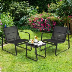 Costway 3 Pieces Patio Bistro Furniture Set Glass Top Table for Garden