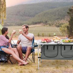 Costway Portable Outdoor Aluminum Picnic Table with Zippered Storage Organizer for BBQ/Party