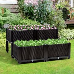 Costway Set of 4 Raised Planting Container with Brackets for Garden