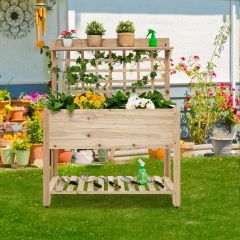 Costway Wooden Raised Garden Bed with Large Plant Box for Garden