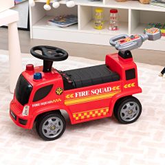 Costway Kids Ride on Push Fire Engine Truck with Bubble Function for 18-36 Months