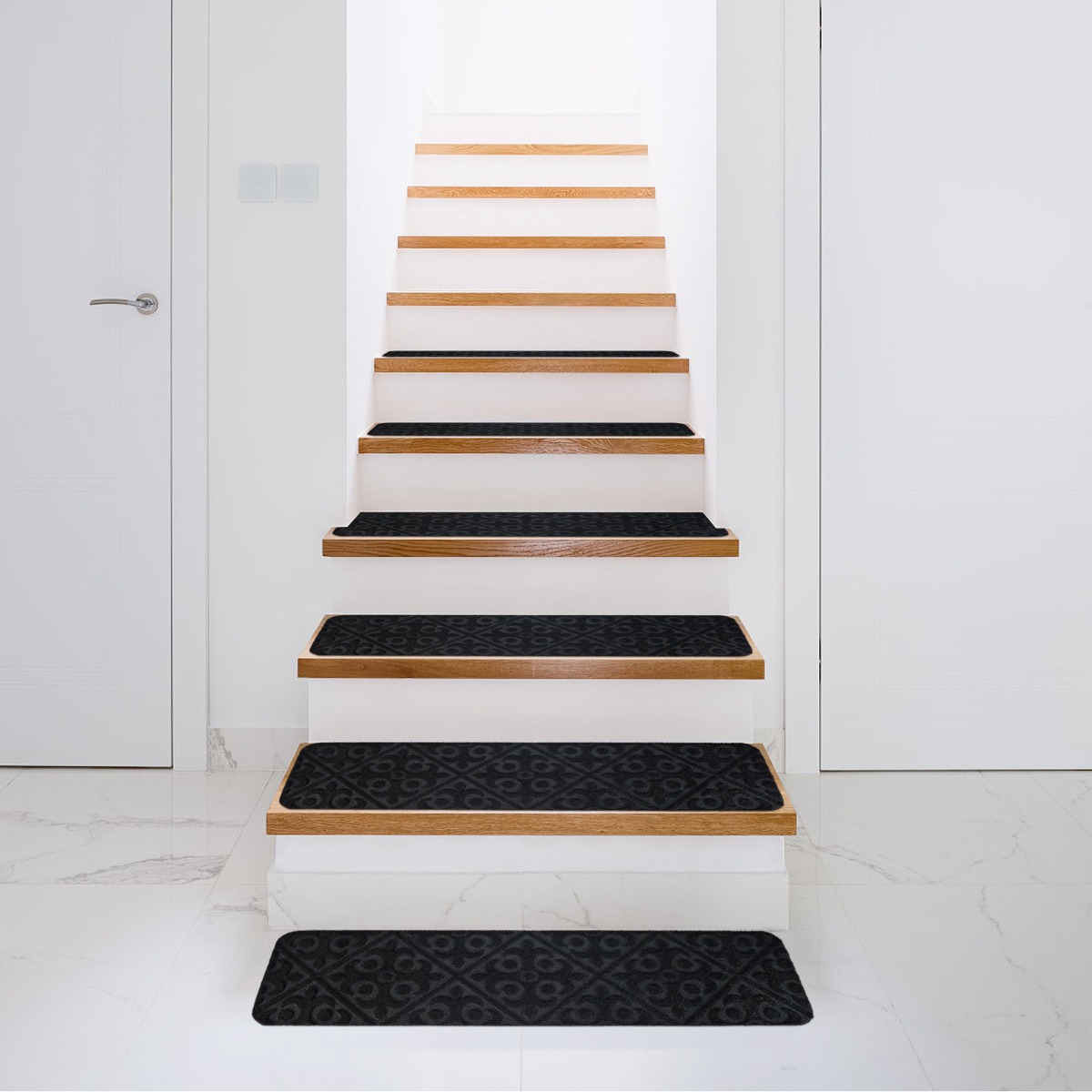 15 PCS Slip-resistant Stair Mats with Waterproof Material for Kids/Elderly/Pets