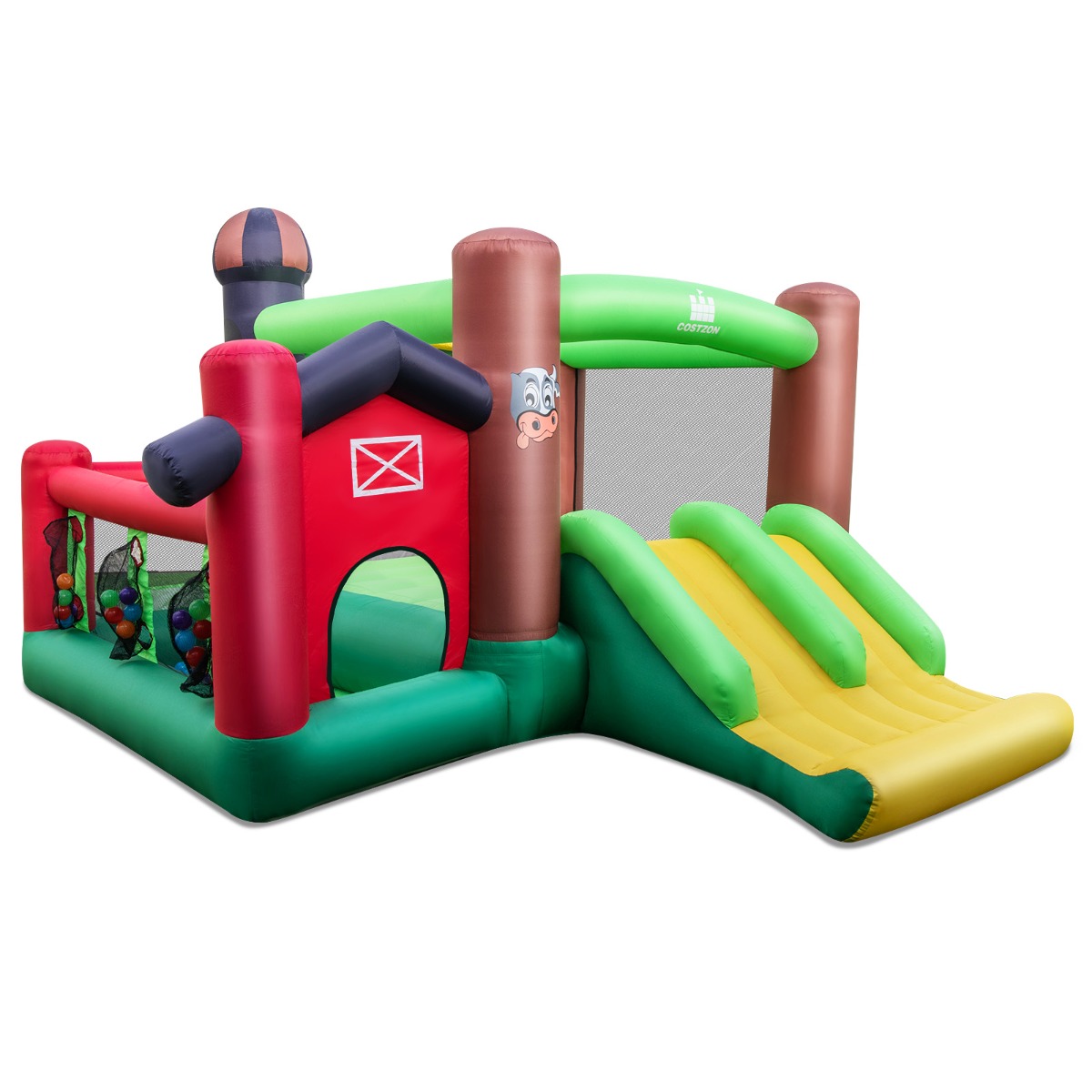 Inflatable Bounce House with Double Slides for Outdoor Use without Blower